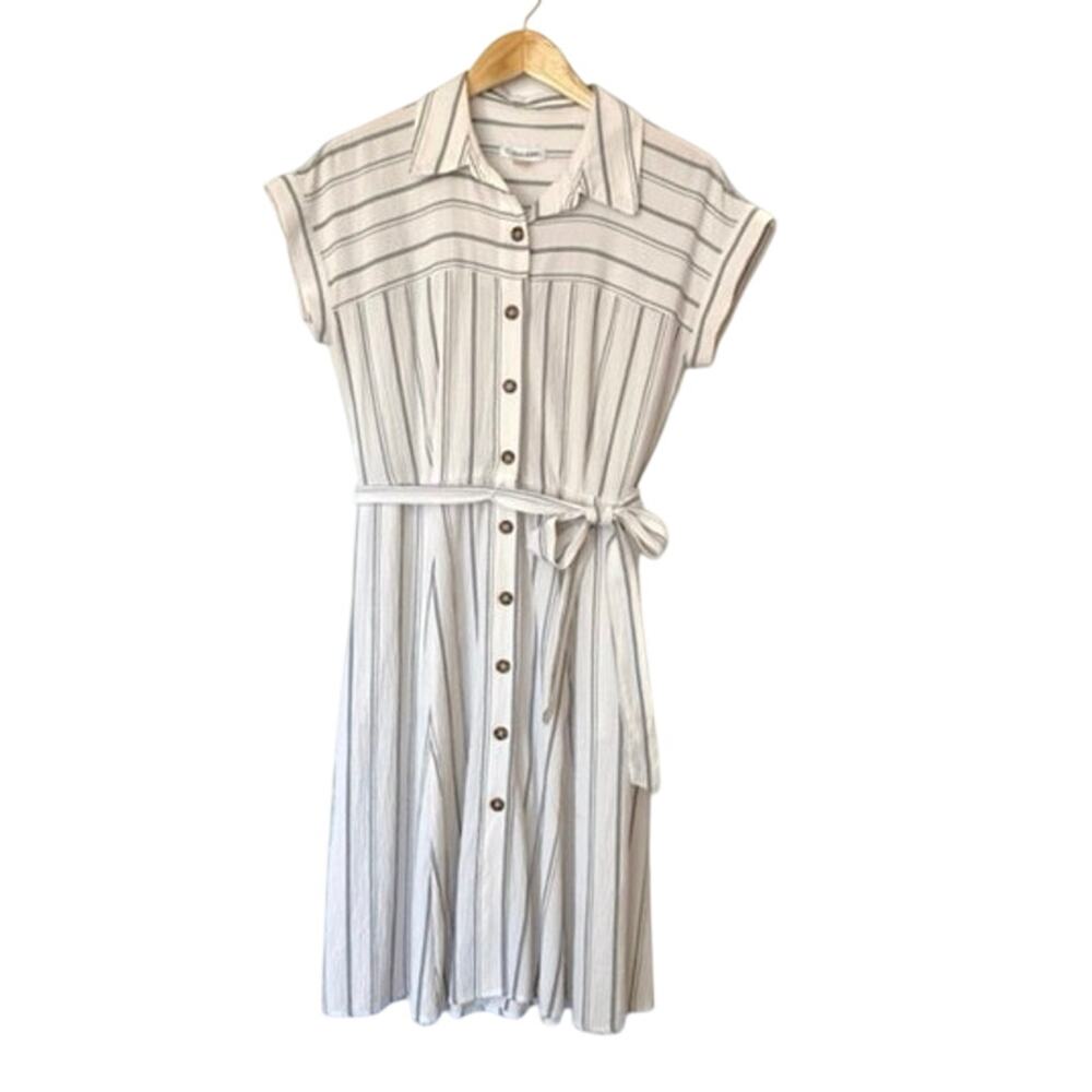 Calvin Klein Shirt Dress Size 6 Crinkle Gauze Collar Belt Pockets